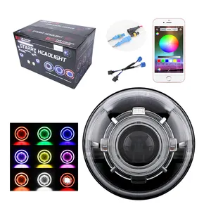 Dit Approved 7 Inch Rgb Led Headlight/Hid Starry Headlights 45w App Controlled Wifi/ Blue 7 Inches Bluetooths Head Lights