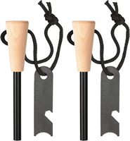 Vente en gros d'outils de survie pour le camping en plein air grattoir EDC Bushcraft allume-feu à manche en bois