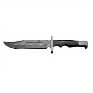 Cuchillo de caza de acero de Damasco con punta de gota, mango de cuerno de toro y funda, 13 pulgadas de longitud total, hoja personalizable para exteriores. - Product Image 4