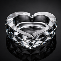 Cendrier en verre cristal classique de luxe sans fumée, taillé en diamant, transparent, élégant pour la maison et le bureau
