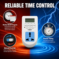 CNFLY Mini Multifunktionaler Automatischer Digitaler Timer-Steckdosen-Schalter für Zuhause 7-Tage Wöchentlich Programmierbar Batteriebetrieben