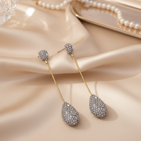 Boucles d'oreilles pendantes de luxe en laiton plaqué or 18 carats avec diamants et pierres précieuses, logo AB, pour femme, bijoux de soirée