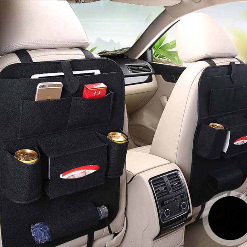 Универсальное украшение для автомобиля, сумка для хранения на сиденье автомобиля, многофункциональная сумка для хранения из шерсти и фетра, сумка для спинки, аксессуары