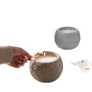 Scented Candle <b>Soy</b> <b>Wax</b> Round Natural Textured Cement Home Decoration Nordic Style - Product Image 4