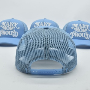 Custom High Quality Foam Sports Trucker <b>Cap</b> 3D Puff Printed <b>Plain</b> 5 Panel Mesh Trucker <b>Cap</b> - Product Image 4