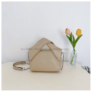 Hot Selling Designer PU Leather Pleated Hand Held Handle Chain Women Shoulder Crossbody Bag Fashionable Texture - Product Image 2