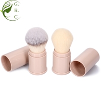 Kuas Makeup Kabuki dapat ditarik portabel tunggal kosmetik kustom Foundation perona pipi bedak tabur kuas rias untuk bedak