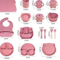 Vichi Nouveau Kit de Vaisselle pour Bébé : Assiette à Ventouse en Silicone, Bavoir Imperméable, Bol, Tasse, Cuillère, Fourchette et Tapis de Repas