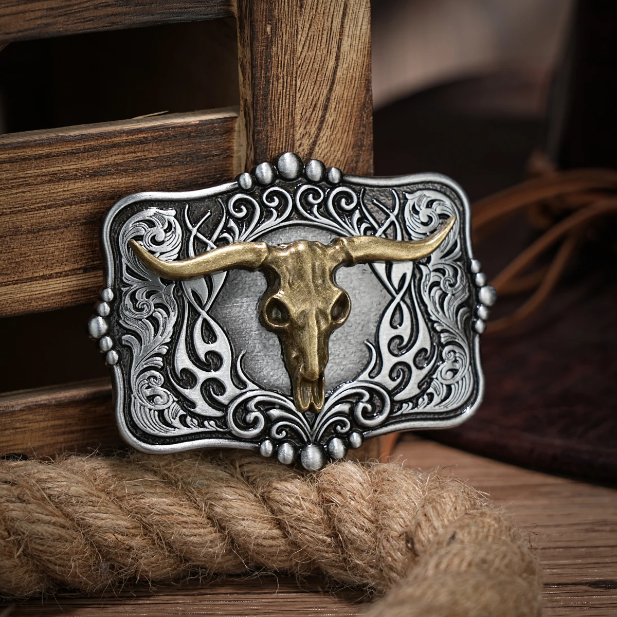 Longhorn Bull Belt Buckle Custom Zinc Alloy Design