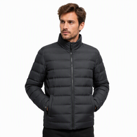 Veste zippée en polyester noir/violet pour homme, 90 % de duvet, col montant, réversible, imperméable, respirante et légère
