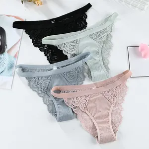Lace Hip Lifting Hollow Ladies Low Waist Briefs Sexy Transparent Breathable Underwear Women
