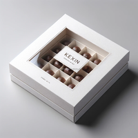 Boîte-cadeau rigide en papier artisanal en deux pièces fenêtre transparente pour Dessert pour biscuits Sushi chewing-gum gaufrage stratification mate