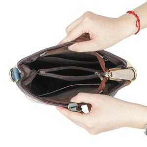 Sac à bandoulière en cuir véritable AndoBag, sac à main à carreaux avec surpiqûres colorées, sac à main grande capacité pour femmes 1821 - Product Image 5