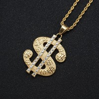 Symbole du dollar Iced Out Bling Bling Rotatif Or US Dollar Sign Pendentif Collier pour Dollar Store