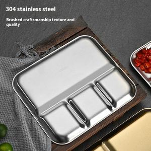 ถาดแบ่งซอสแบบเกาหลี3/4/5ช่องถาดสแตนเลสสตีลจานย่างเนื้อจุ่มถาดเครื่องปรุงทรงสี่เหลี่ยมผืนผ้าสำหรับบาร์บีคิว - Product Image 3