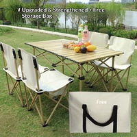Ensemble table et chaises pliantes de plage en alliage d'aluminium, meubles d'extérieur portables pour camping, barbecue, pique-nique