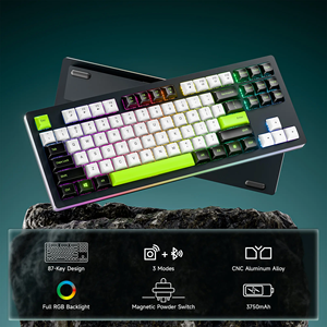 คีย์บอร์ดไร้สายแบบ Tri-mode พร้อมแผงโลหะ 87 ปุ่ม ไฟ RGB สำหรับเล่นเกมและอีสปอร์ตโดยเฉพาะ - Product Image 4