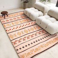 Moroccan Geometric Area Rug,Large Size Boho Ins Style Floor Carpet,Easy Care Home Mat for Living Room Sofa Bedroom Bedside Decor