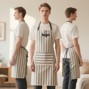 Wholesale Customizable Cotton Apron in Multiple Colors Double Pockets Embroidered Logo <b>Painting</b> Available in Brown <b>Other</b> Colors - Product Image 1