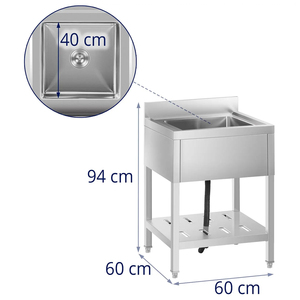 Fregadero Comercial Independiente de Acero Inoxidable de Alta Resistencia con Estante de Almacenamiento para Cocina de Hotel o Cantina - Product Image 3