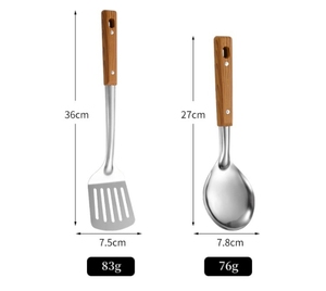 5 cái chịu nhiệt thân thiện với môi tái sử dụng đồ dùng nhà bếp thiết lập với tay cầm bằng gỗ linh hoạt Công cụ nấu ăn bộ - Product Image 3