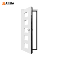 Porte d'entrée principale extérieure moderne en aluminium à rupture de pont thermique avec 5 fenêtres vitrées, pré-assemblée