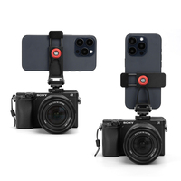 Accessoire professionnel pour vlogging vidéo : Cage de montage en aluminium pour smartphone avec double adaptateur griffe porte-accessoire pour configuration d'enregistrement iPhone et Android