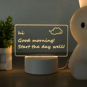 Lámpara de mesa de luz nocturna LED DIY creativa moderna, tablero acrílico transparente <span class=keywords><strong>3D</strong></span>, mensaje blanco cálido regrabable, regalo de madera para el hogar - Product Image 6