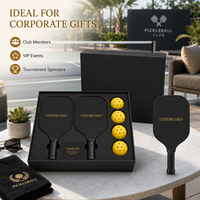 Ensemble de pickleball de luxe personnalisé avec logo, pour événements sportifs professionnels, 2 raquettes, 4 balles, norme USAPA, noyau en nid d'abeille en fibre de verre, coffret cadeau