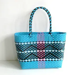 Manufacturers wholesale plastic woven handbag trendy environmental colorful basket bags