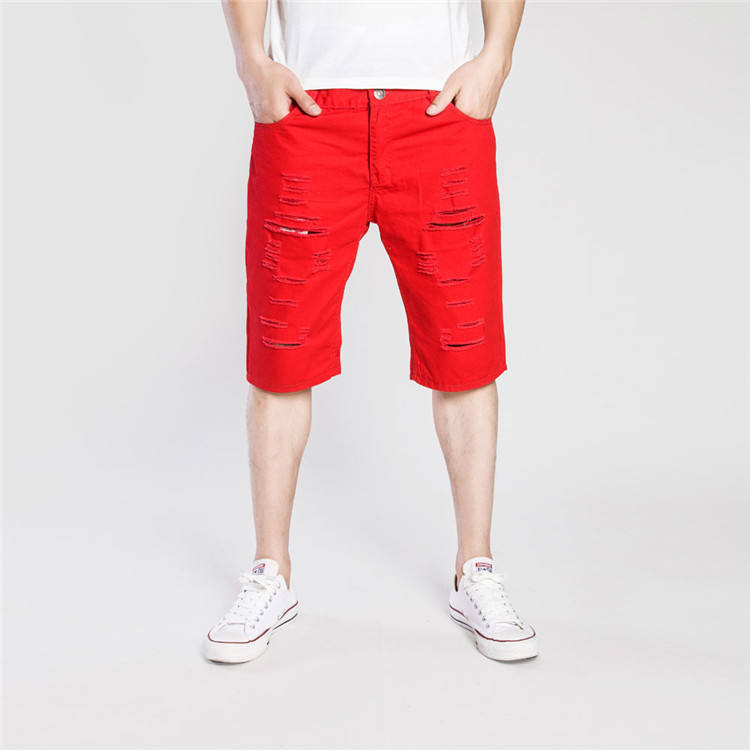 New Fashion Denim Shorts Men's Ripped Holes Jeans Washed Casual Jeans Denim  Pants Men Jeans Shorts - Main Image