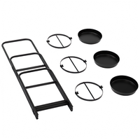 Support à fleurs pliable en métal noir à 3 niveaux, support pliable pour plantes succulentes pour jardin d'intérieur