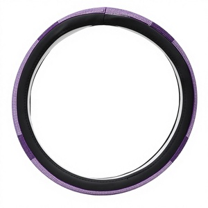 Housse de <span class=keywords><strong>volant</strong></span> OEM/ODM violette scintillante, protection de <span class=keywords><strong>volant</strong></span> en cuir de haute qualité avec strass et diamants, prix d'usine - Product Image 4
