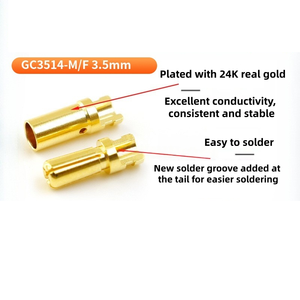 Ensemble de connecteurs banane plaqués or Amass GC3514-M/F 3,5 mm pour connexion d'alimentation moteur et ESC de multirotor - Product Image 2