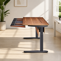 Bureau debout pliable et réglable, durable, écologique, table de gaming modulaire, poste de travail avec surface en noyer et chêne