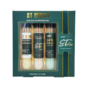 ST DEONA Set Regalo da 3 Sali da Bagno per Uomo, Olio di Tea Tree <span class=keywords><strong>Verde</strong></span> da Viaggio, Vitamina E, Bagno Rilassante per Lui - Product Image 1