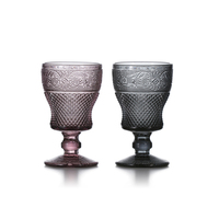 Atacado vintage diamante vinho vidro colorido, engrossado goggles roxo âmbar copos de vidro para casamento