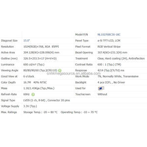 Pantalla LCD TFT NL10276BC30-18C NLT de 15 Pulgadas, Resolución 1024*768, Cadena de Suministro Confiable, Nueva y Original - Product Image 3