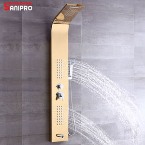 SANIPRO-Juego <span class=keywords><strong>de</strong></span> <span class=keywords><strong>ducha</strong></span> <span class=keywords><strong>de</strong></span> baño <span class=keywords><strong>de</strong></span> níquel cepillado dorado, torre <span class=keywords><strong>de</strong></span> <span class=keywords><strong>columna</strong></span> <span class=keywords><strong>de</strong></span> acero inoxidable 304, cascada, Spa, chorros, Panel <span class=keywords><strong>de</strong></span> <span class=keywords><strong>ducha</strong></span> inteligente - Product Image 1