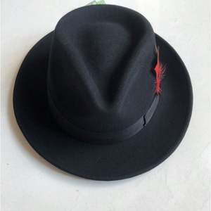 Sombreros Fedora Blancos de Fieltro de Lana Australiana de Ala Ancha H628B, Sombrero Fedora de Fieltro de Lana para Adultos, Sombreros Fedora de Lana para Caballero - Product Image 1