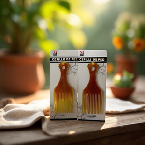 Spazzola per Capelli in Plastica Gialla e Marrone per Capelli Morbidi e Fini - Product Image 2