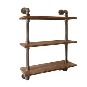 3 niveaux Flottant Mural Étagère <span class=keywords><strong>En</strong></span> Bois de Pin Massif Étagères Rustique Vintage Style Industriel étagère murale <span class=keywords><strong>en</strong></span> bois design - Product Image 1
