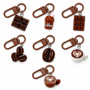 Llavero de chocolate y café, colgante de comida de dibujos animados, amuleto para bolsa de plástico, accesorio para mochila, regalo - Product Image 1