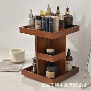 New rotating solid wood <b>shelf</b>, tiered cosmetic organizer, <b>desktop</b> organizer. - Product Image 5