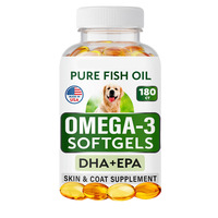 Gélules pour la peau et le pelage des animaux avec huile de poisson pure Oméga-3 EPA DHA, pour la santé de la peau et du pelage, complément nutritionnel pour animaux, OEM ODM Marque Privée