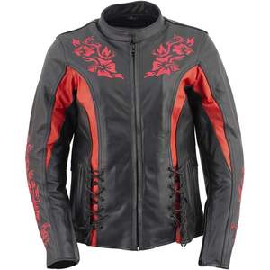 2025 cuir LKL27003 veste de protection d'armure CE brodée noire et rouge de qualité supérieure pour femme X-Large - Product Image 6