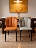 Chaise de salle à manger moderne minimaliste en cuir rembourrée avec dossier pour la maison et l'hôtel, meubles de salon
