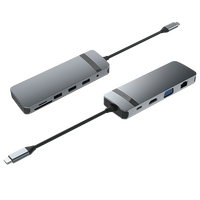 Station d'accueil métallique 10-en-1 USB-C avec VGA 4K 60Hz, PD 100W, Ethernet Gigabit, lecteur de cartes SD/TF et prise audio 3,5 mm pour ordinateur portable