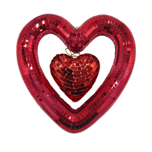 Nouvelles décorations de fête tendance : Boules miroir en forme de cœur rouge creux en gros, accessoires de fête pour <span class=keywords><strong>magnétophone</strong></span> - Product Image 3