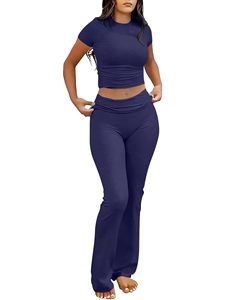 Leggings Pantalons Hauts Courts Tenues Décontractées Vêtements de Sport 2 Pièces Fitness <span class=keywords><strong>Yoga</strong></span> Ensembles Pour Femmes - Product Image 2